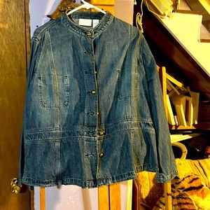 Vintage Liz Claiborne dungaree jacket military style brass tone buttons size 1x